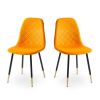 Orange Velvet Tufted Accent Chairs with Golden Color Metal Legs, Modern Dining Chairs for Living Room,Set of 2