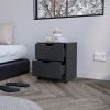 Nightstand Gandu, Two Drawers, Black Wengue Finish