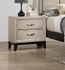 Contemporary 2-Drawer Nightstand End Table Drift Wood Finish Two Storage Drawers Metal Handles Bedroom Living Room Wooden Furniture