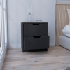 Basilea 2 Drawers Nightstand; Pull Out System -Black