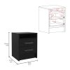 Eter Nightstand; Superior Top; Two Drawers -Black