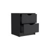 Nightstand Gandu, Two Drawers, Black Wengue Finish