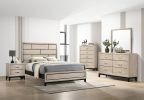 Contemporary 2-Drawer Nightstand End Table Drift Wood Finish Two Storage Drawers Metal Handles Bedroom Living Room Wooden Furniture