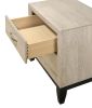 Contemporary 2-Drawer Nightstand End Table Drift Wood Finish Two Storage Drawers Metal Handles Bedroom Living Room Wooden Furniture