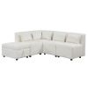 Free-Combined Sectional Sofa 5-seater Modular Couches with Storage Ottoman, 5 Pillows for Living Room, Bedroom, Office, Cream