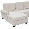 120" Modern U-Shaped Corner Sectional Sofa Upholstered Linen Fabric Sofa Couch for Living Room, Bedroom, Beige