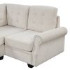 120" Modern U-Shaped Corner Sectional Sofa Upholstered Linen Fabric Sofa Couch for Living Room, Bedroom, Beige