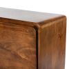 55 Inch TV Media Entertainment Center Console, Mango Wood, 2 Doors, Warm Brown