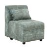 Free-Combined Sectional Sofa 5-seater Modular Couches with Storage Ottoman, 5 Pillows for Living Room, Bedroom, Office, Blue Green