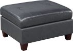 Contemporary Genuine Leather Black Tufted 6pc Modular Sectional Set 3x Corner Wedge 2x Armless Chair 1x Ottoman Living Room Furniture Sofa Couch