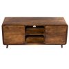 55 Inch TV Media Entertainment Center Console, Mango Wood, 2 Doors, Warm Brown