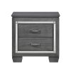 Glamourous Style 1pc Nightstand of 2x Drawers LED Lighting Faux Crystals Bar Pulls Gray Finish Modern Bedroom Furniture