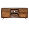 55 Inch TV Media Entertainment Center Console, Mango Wood, 2 Doors, Warm Brown