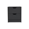 Nightstand Gandu, Two Drawers, Black Wengue Finish