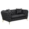 65.5" Modern Sofa Couch PU Upholstered Loveseat Sofa with Sturdy Metal Legs, Button Tufted Back for Living Room,Apartment,Home Office, Black