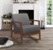1pc Rocker Accent Chair Modern Living Room Plush Cushion Gray Soft Upholstery Hardwood Frame Elegant Style Comfort Relax