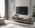LED TV Stand LED Entertainment Center with Storage Modern LED Media Console Tables LED TV Cabinet for Living Room, Bedroom and Office Wood