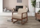 1pc Rocker Accent Chair Modern Living Room Plush Cushion Brown Soft Upholstery Hardwood Frame Elegant Style Comfort Relax