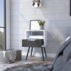 Otom Nightstand ; Superior Top; One Open Shelf; One Drawer; Four Legs -Smokey Oak / White