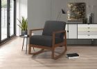 1pc Rocker Accent Chair Modern Living Room Plush Cushion Dark Gray Soft Upholstery Hardwood Frame Elegant Style Comfort Relax