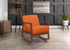 1pc Rocker Accent Chair Modern Living Room Plush Cushion Orange Soft Upholstery Hardwood Frame Elegant Style Comfort Relax