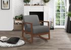 1pc Rocker Accent Chair Modern Living Room Plush Cushion Gray Soft Upholstery Hardwood Frame Elegant Style Comfort Relax