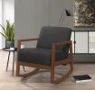 1pc Rocker Accent Chair Modern Living Room Plush Cushion Dark Gray Soft Upholstery Hardwood Frame Elegant Style Comfort Relax