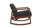 1pc Rocker Accent Chair Modern Living Room Plush Cushion Dark Gray Soft Upholstery Hardwood Frame Elegant Style Comfort Relax