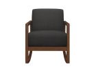 1pc Rocker Accent Chair Modern Living Room Plush Cushion Dark Gray Soft Upholstery Hardwood Frame Elegant Style Comfort Relax