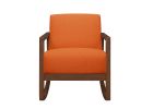 1pc Rocker Accent Chair Modern Living Room Plush Cushion Orange Soft Upholstery Hardwood Frame Elegant Style Comfort Relax