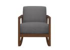 1pc Rocker Accent Chair Modern Living Room Plush Cushion Gray Soft Upholstery Hardwood Frame Elegant Style Comfort Relax