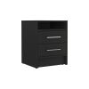 Eter Nightstand; Superior Top; Two Drawers -Black