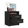 Eter Nightstand; Superior Top; Two Drawers -Black