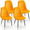 Orange Velvet Tufted Accent Chairs with Golden Color Metal Legs, Modern Dining Chairs for Living Room,Set of 2