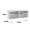 58 Inch Handcrafted Wood TV Media Entertainment Center Console, 4 Open Compartments, Angled Legs, White