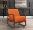 1pc Rocker Accent Chair Modern Living Room Plush Cushion Orange Soft Upholstery Hardwood Frame Elegant Style Comfort Relax