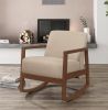 1pc Rocker Accent Chair Modern Living Room Plush Cushion Brown Soft Upholstery Hardwood Frame Elegant Style Comfort Relax