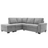 Sleeper Sectional Sofa, L-Shape Corner Couch Sofa-Bed with Storage Ottoman & Hidden Arm Storage & USB Charge for Living Room Apartment, Gray