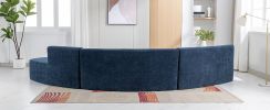 136.6" Stylish Curved sofa Sectional Sofa Chenille Fabric Sofa Couch with Three Throw Pillows for Living Room, Blue