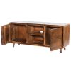 55 Inch TV Media Entertainment Center Console, Mango Wood, 2 Doors, Warm Brown