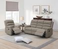 Modern Light Brown Color Burlap Fabric Recliner Motion Recliner Chair 1pc Couch Manual Motion Living Room Furniture