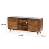 55 Inch TV Media Entertainment Center Console, Mango Wood, 2 Doors, Warm Brown