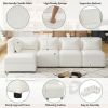 Free-Combined Sectional Sofa 5-seater Modular Couches with Storage Ottoman, 5 Pillows for Living Room, Bedroom, Office, Cream