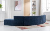 136.6" Stylish Curved sofa Sectional Sofa Chenille Fabric Sofa Couch with Three Throw Pillows for Living Room, Blue