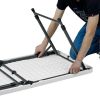 4 Foot Adjustable Height Folding Plastic Table, Indoor Outdoor White Granite