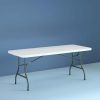 Deluxe 8 foot x 30 inch Fold-in-Half Blow Molded Folding Table, White