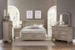 Transitional Bedroom Nightstand with Hidden Drawer Wire Brushed Gray Finish Birch Veneer Wood Bed Side Table
