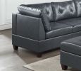 Contemporary Genuine Leather Black Tufted 6pc Modular Sectional Set 3x Corner Wedge 2x Armless Chair 1x Ottoman Living Room Furniture Sofa Couch