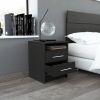 Eter Nightstand; Superior Top; Two Drawers -Black