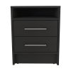 Eter Nightstand; Superior Top; Two Drawers -Black